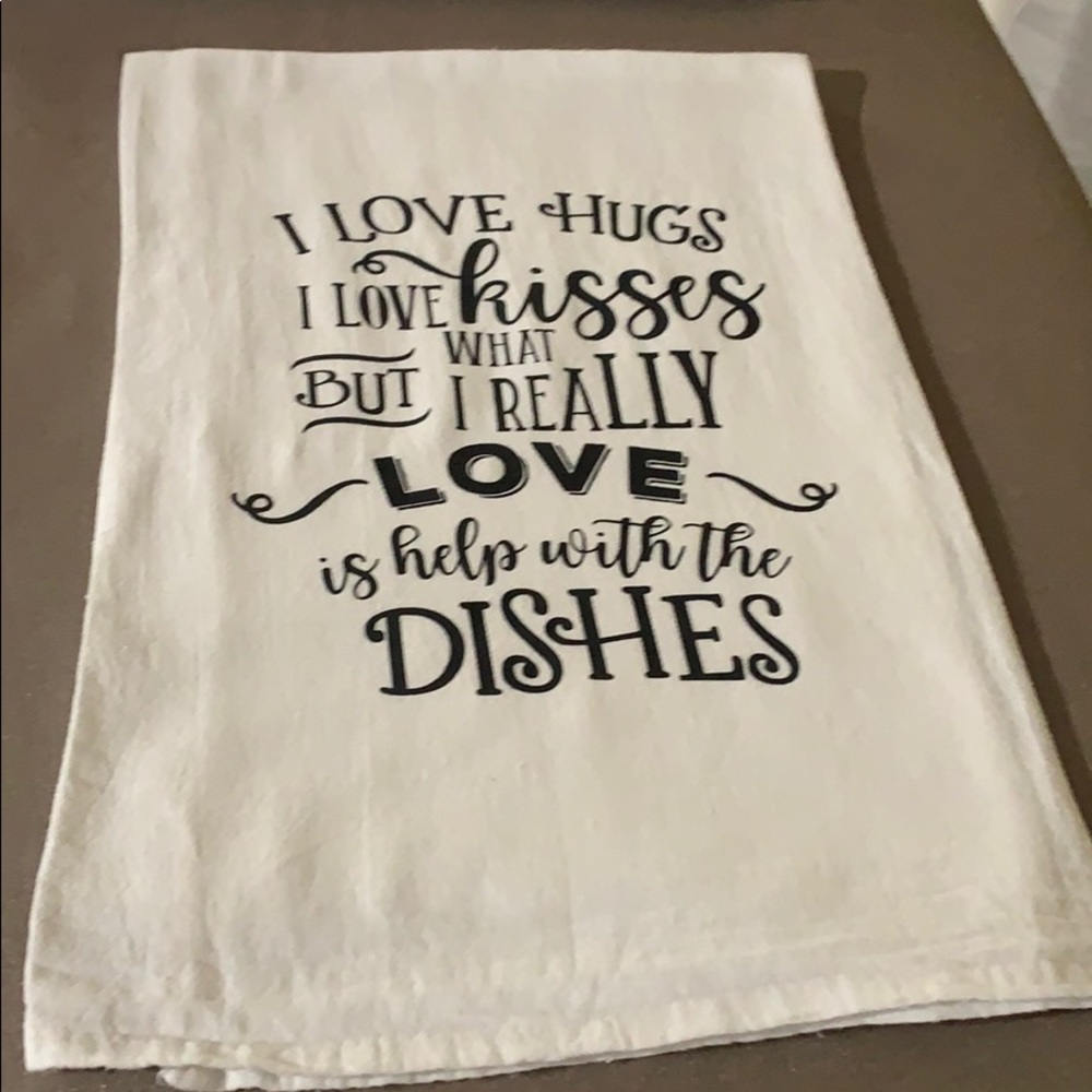 Custom Tea Towel " I love hugs"